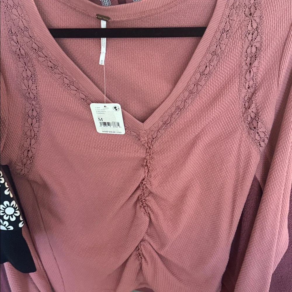 NWT Free People Wear Me Out Ruched Top Rose Smoke